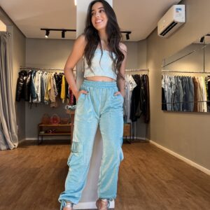 Calça Lurex Azul