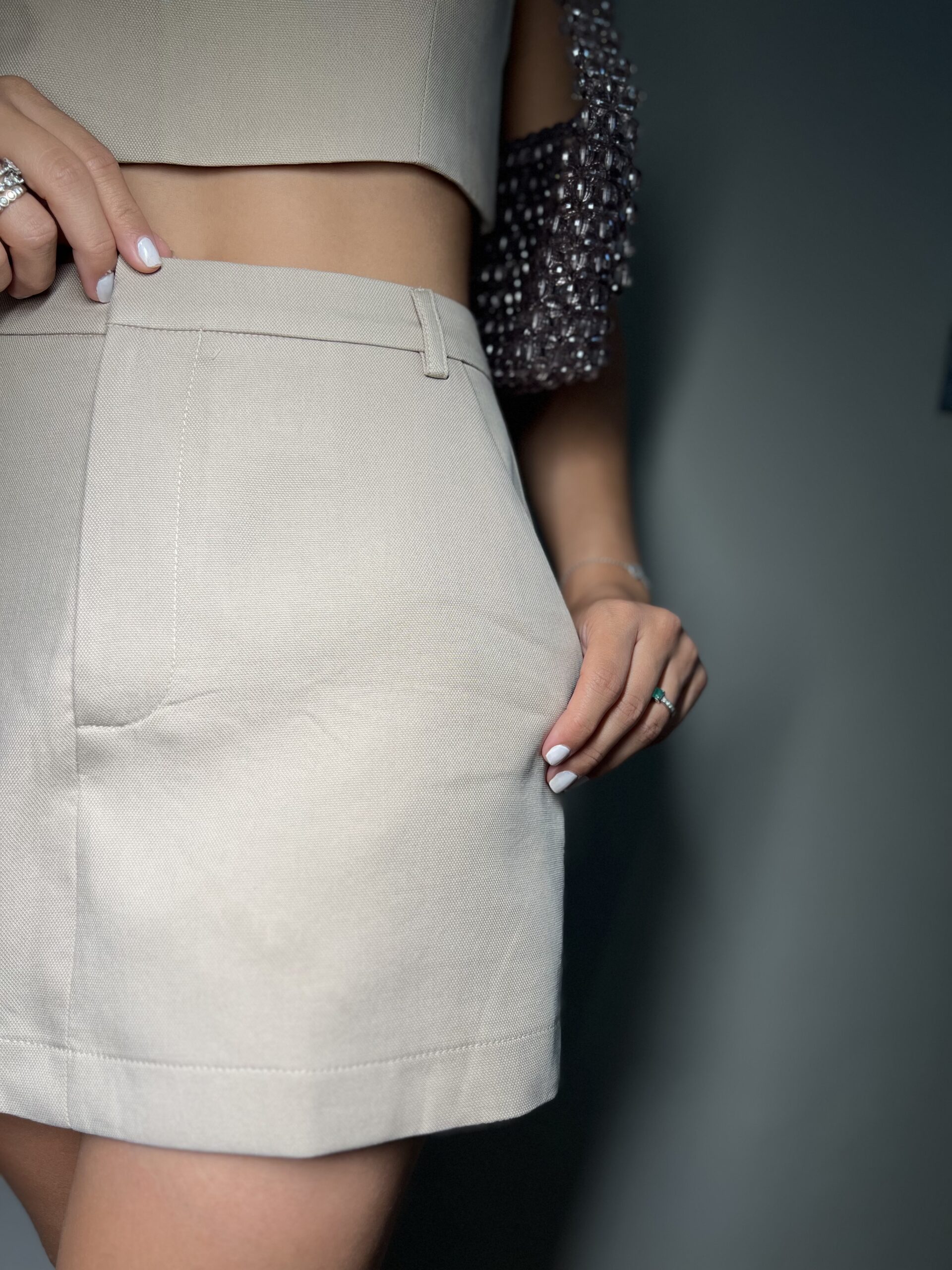 Short Saia de Linho Areia